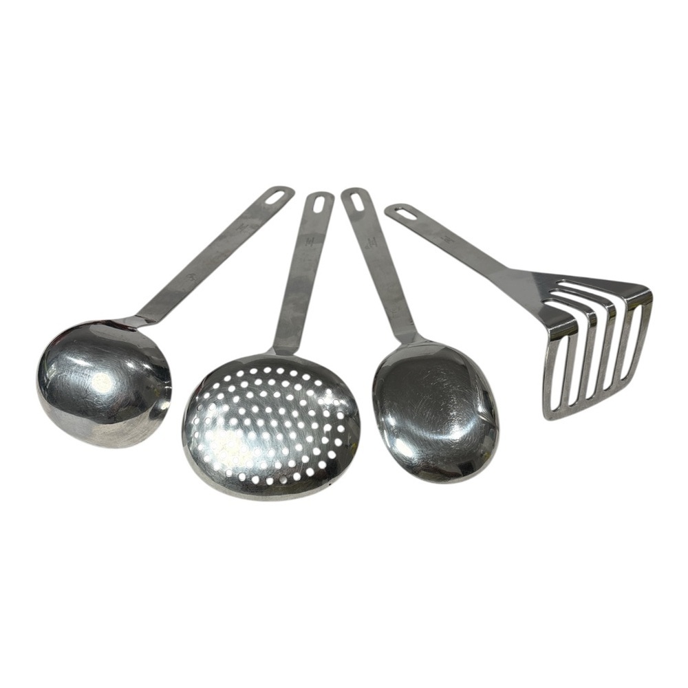 Kitchen Cooking Utensil 4 Pc Set Ladel Skimmer Spoon Masher Stainless Steel - Picture 3 of 5
